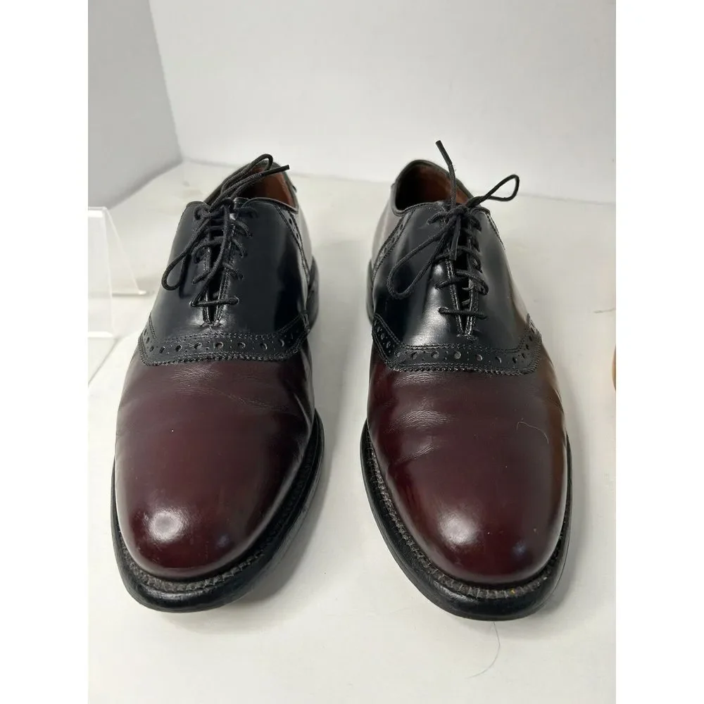 Allen Edmonds 71006 Polo Burgundy 2-Tone Plain Toe Saddle‎ Shoes Mens 8.5 D